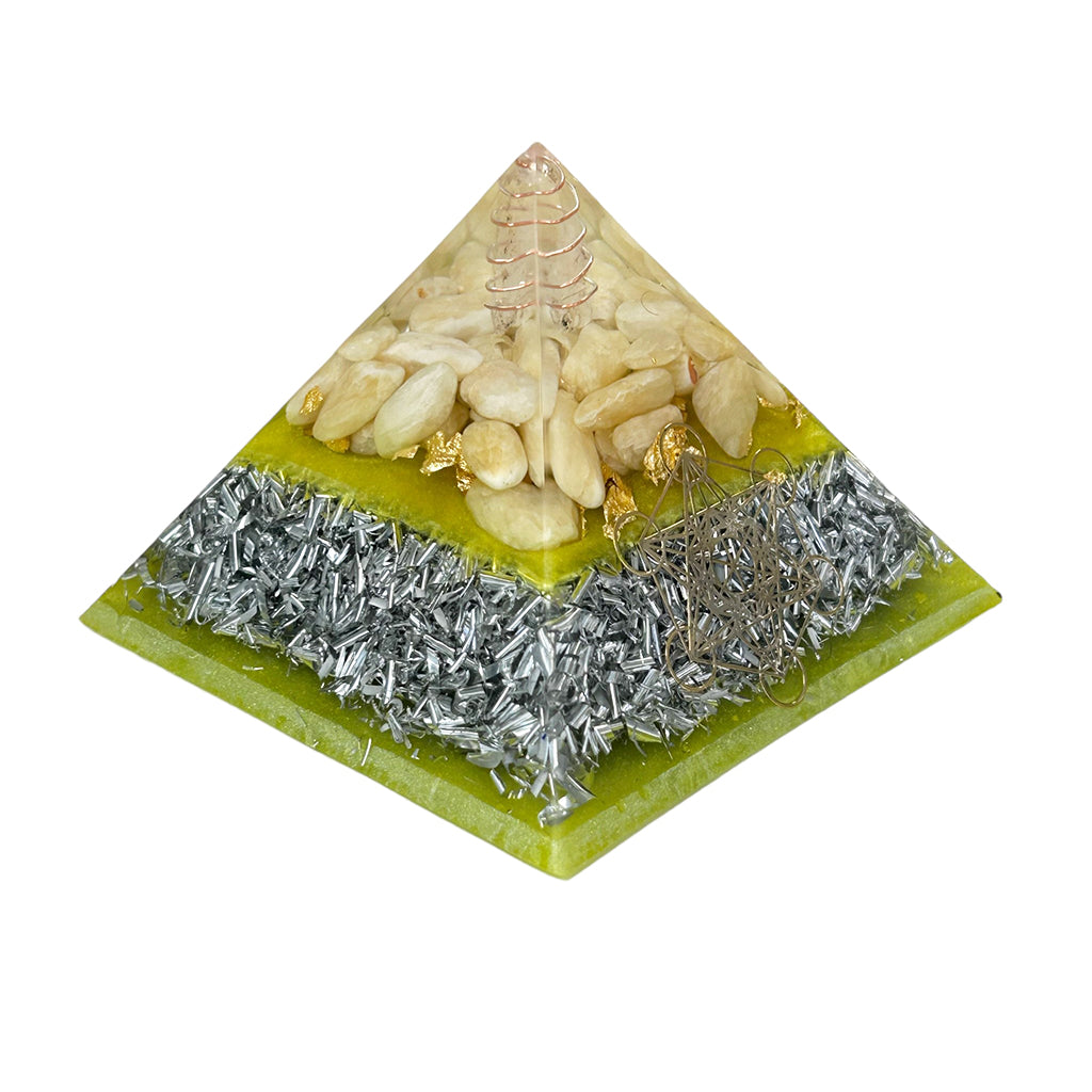 Yellow Calcite Orgonite Pyramid Large - Metatron Orgone® Energy Healing Emf / Rf Protection