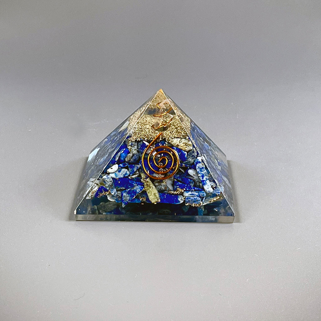 Lapis Lazuli Orgonite Crystal Pyramid with Copper 60mm