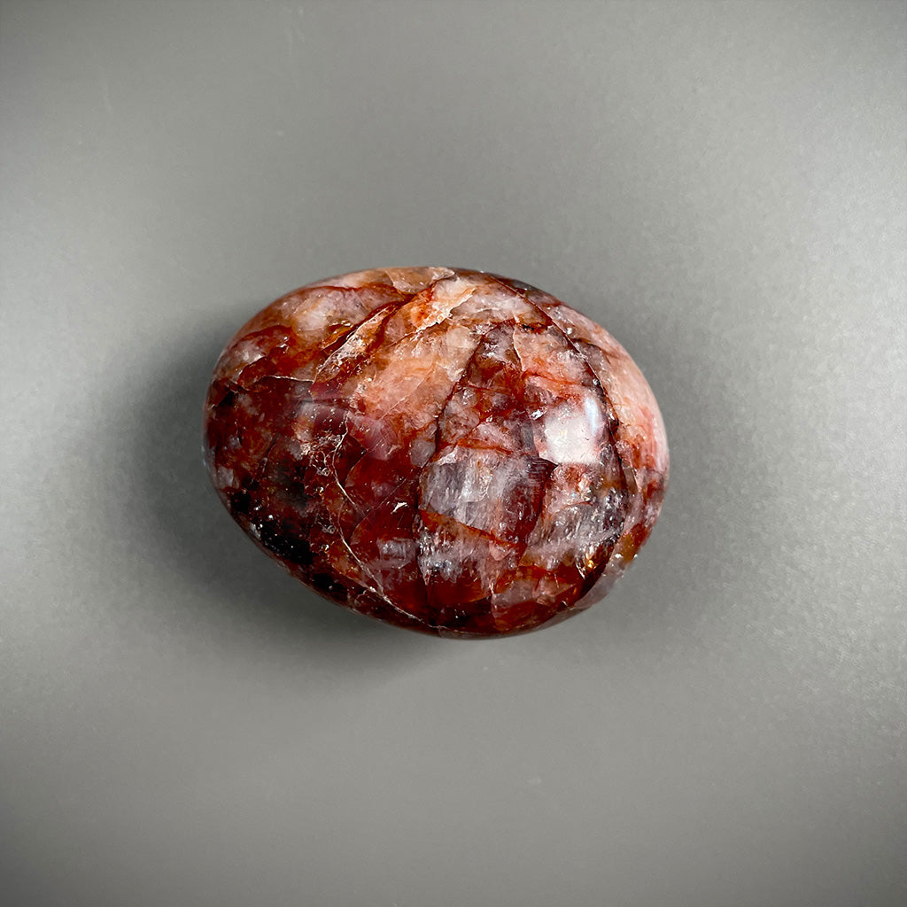 Red Hematoid Fire Quartz Palm Stone - Ethically Sourced