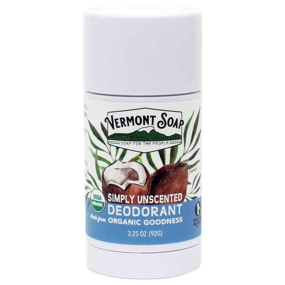 Simply Unscented Organic Deodorant 3.25oz / 92g - Vermont Soap