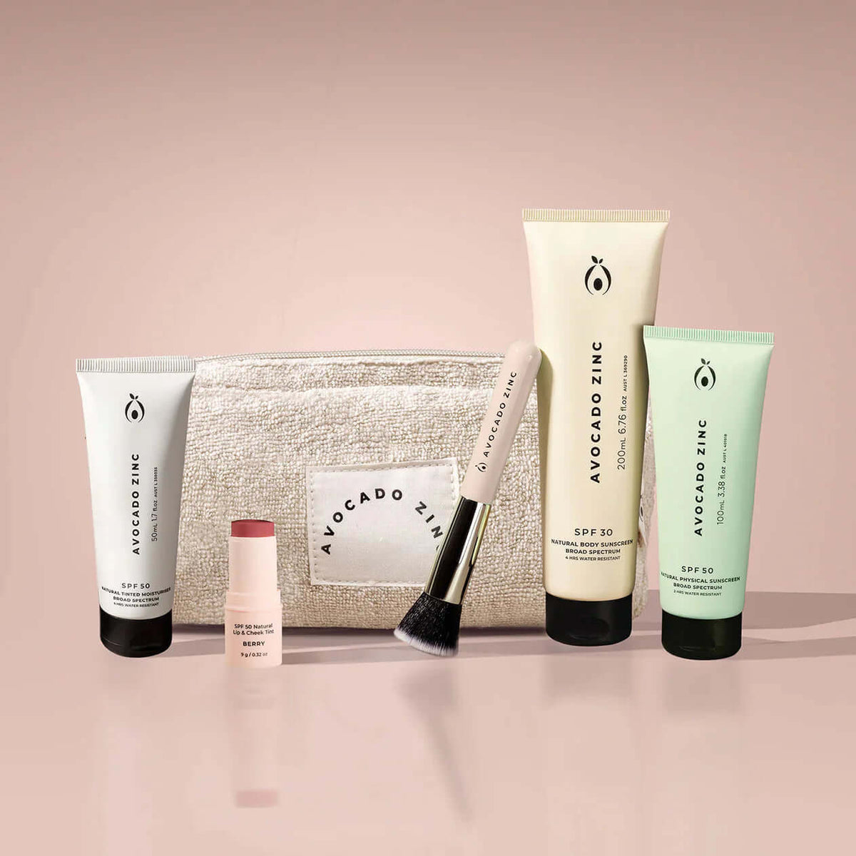 A quality lifestyle bundles featuring Avocado Zinc skincare products and accessories.