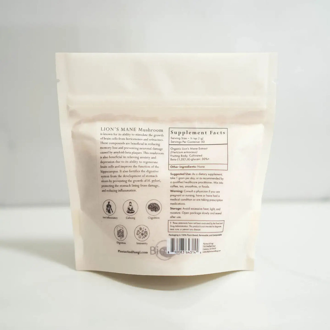 Lion's Mane Mushroom Powder - Organic 1:1 Extract