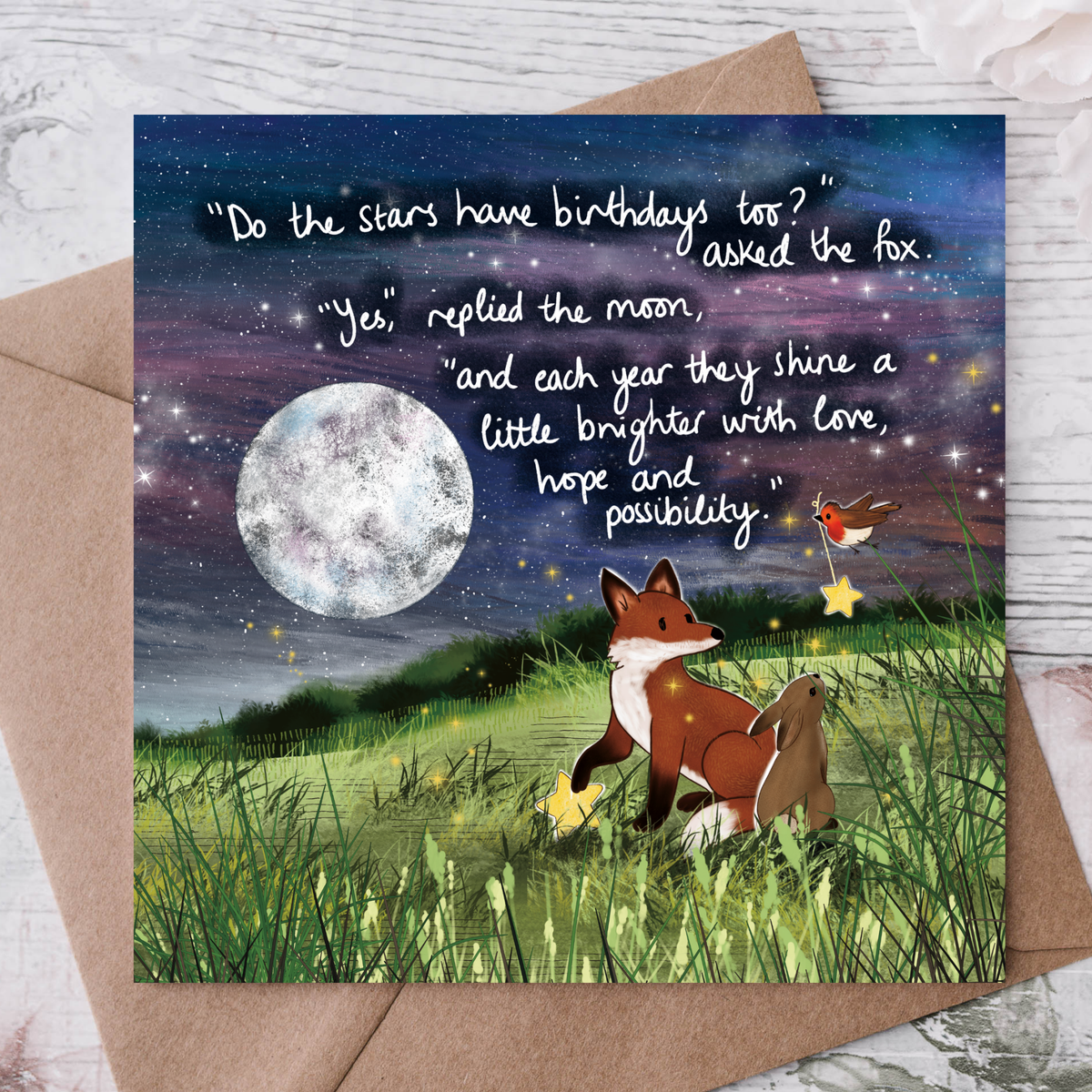 'Birthday Stars' - Fox Under The Moon Birthday Card