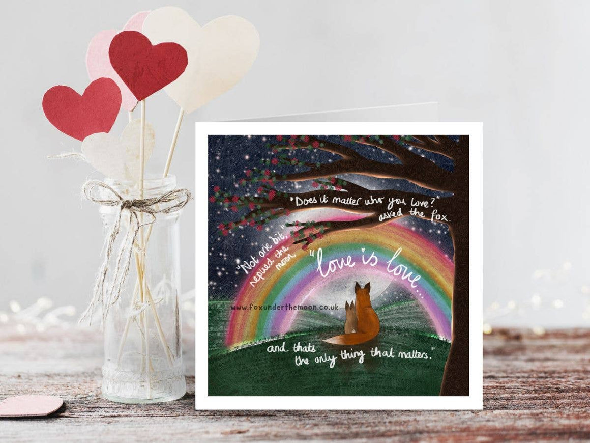 "Love is Love" Anniversary & Relationship Card Fox Under The Moon