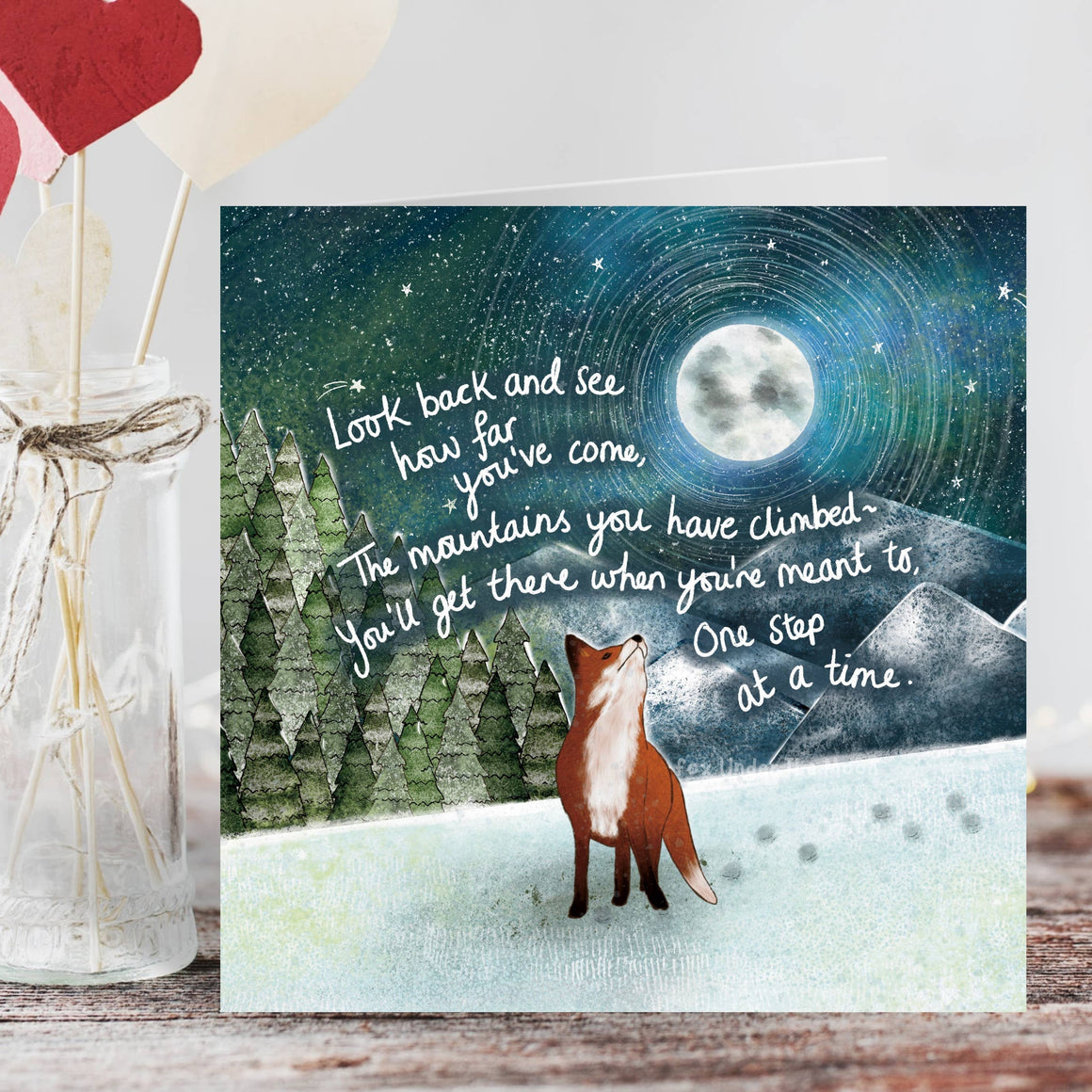 'Mountains' - Greeting Card by Fox Under The Moon