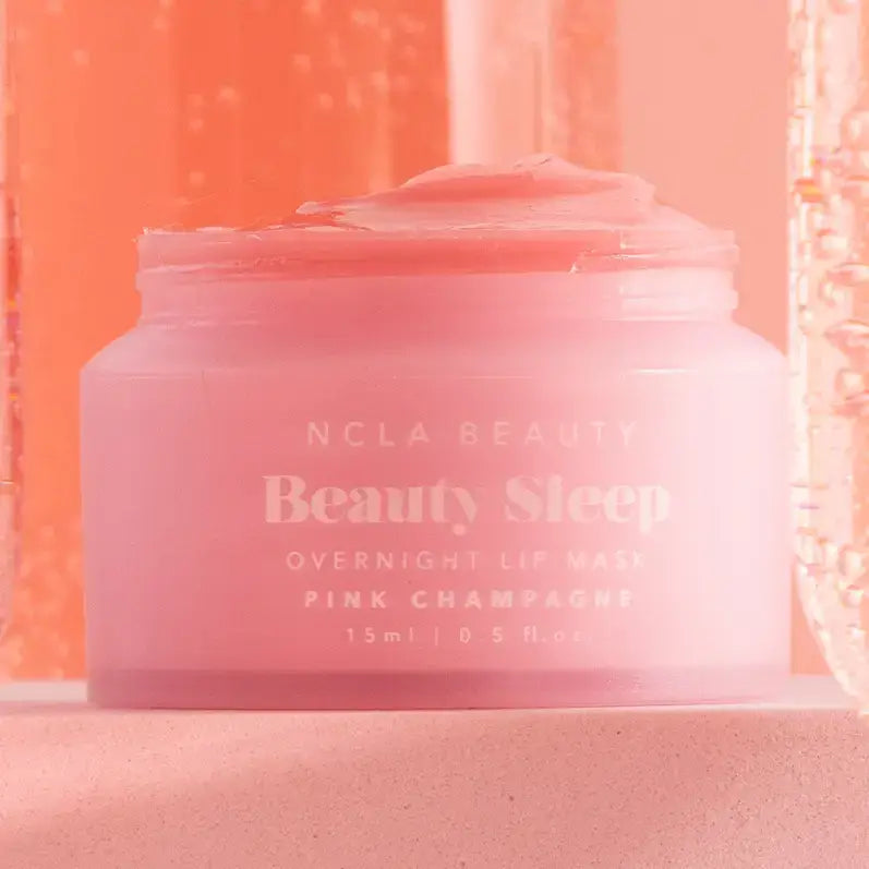 Beauty Sleep Overnight Lip Mask - Pink Champagne, a luxurious overnight lip mask for soft, smooth, and hydrated lips.