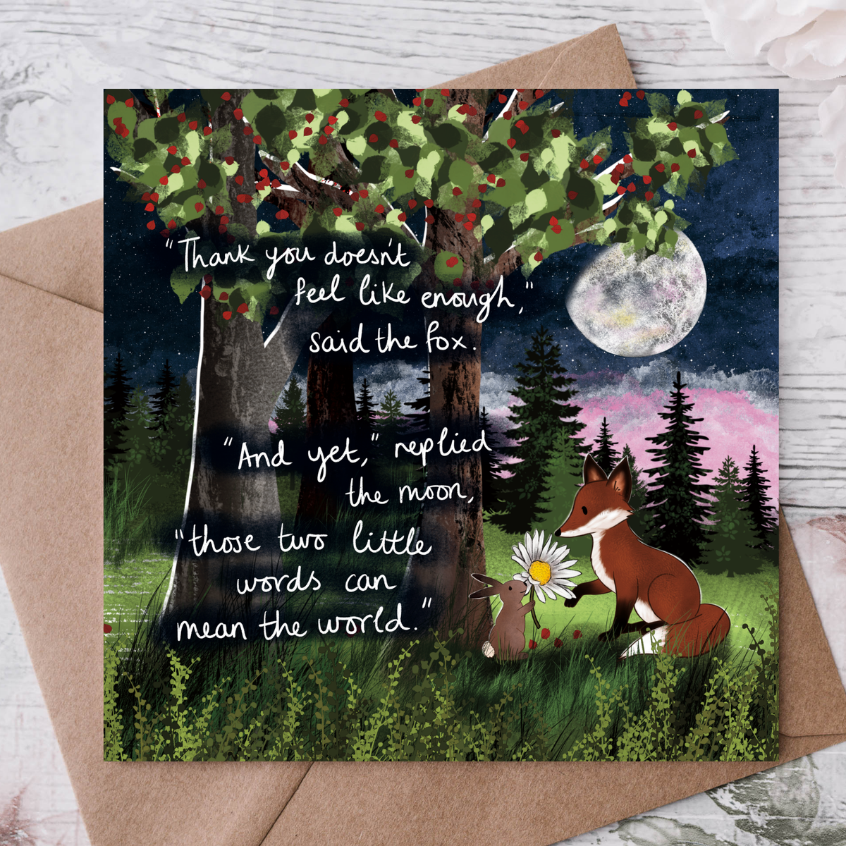 'Thank You' - Fox Under The Moon Thank You Card