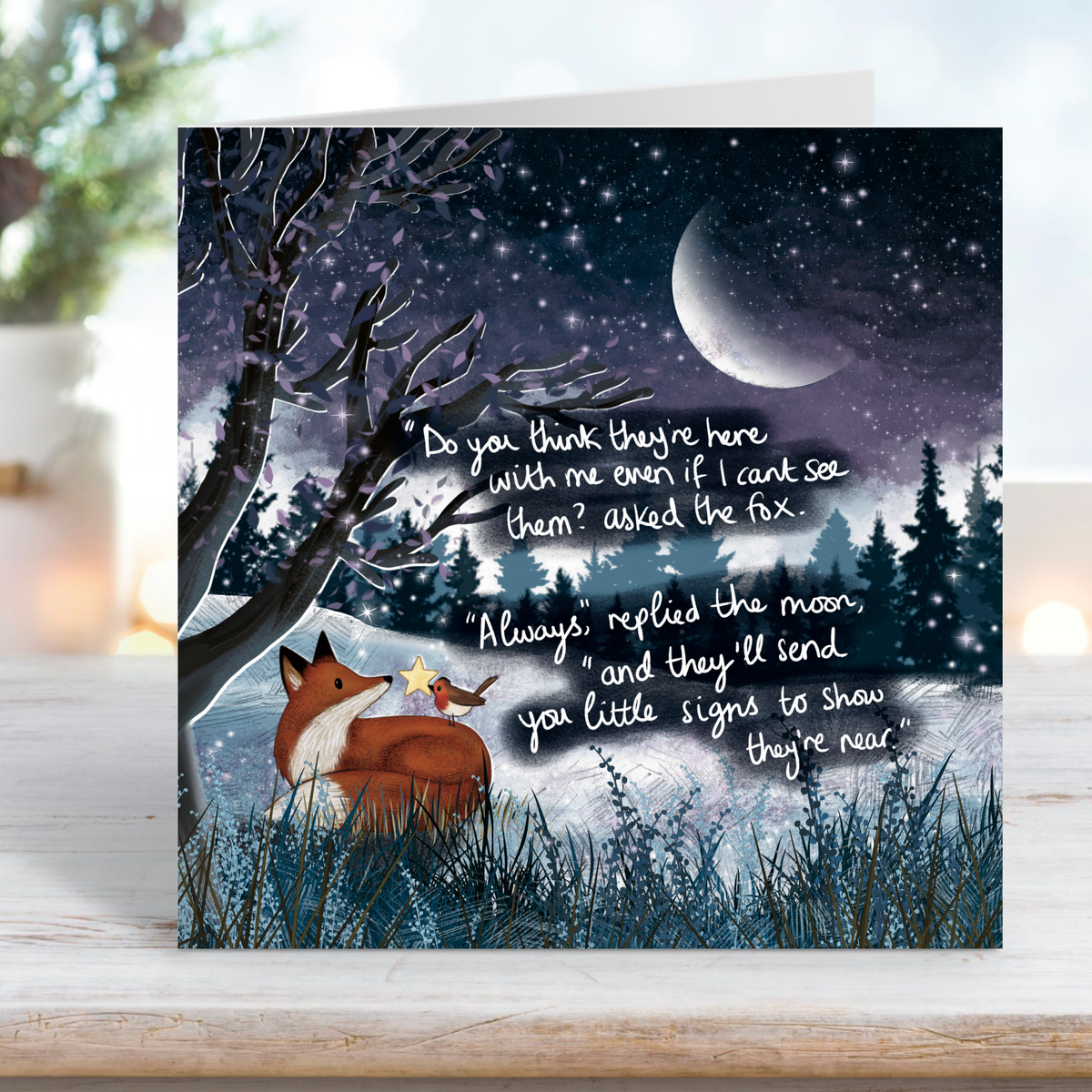'Little Signs' - Fox Under The Moon Sympathy Card