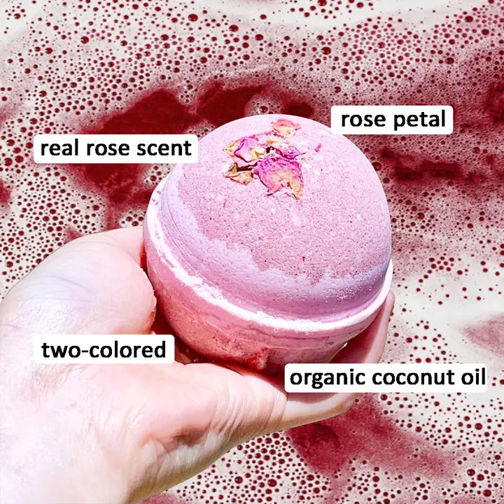 Wild Rose Botanic Large Bath Bomb - 8oz-Pure Drop-Live in the Light Naturally Ltd