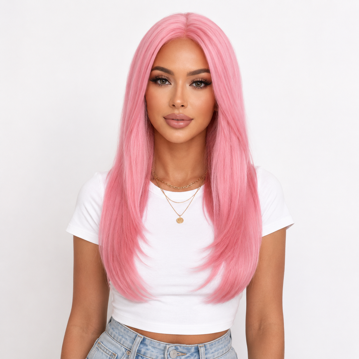 "Faith" - Layered Pink Wig