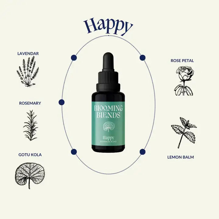 Happy Herbal Tincture 30ml - Blooming Blends-Live in the Light Naturally Ltd