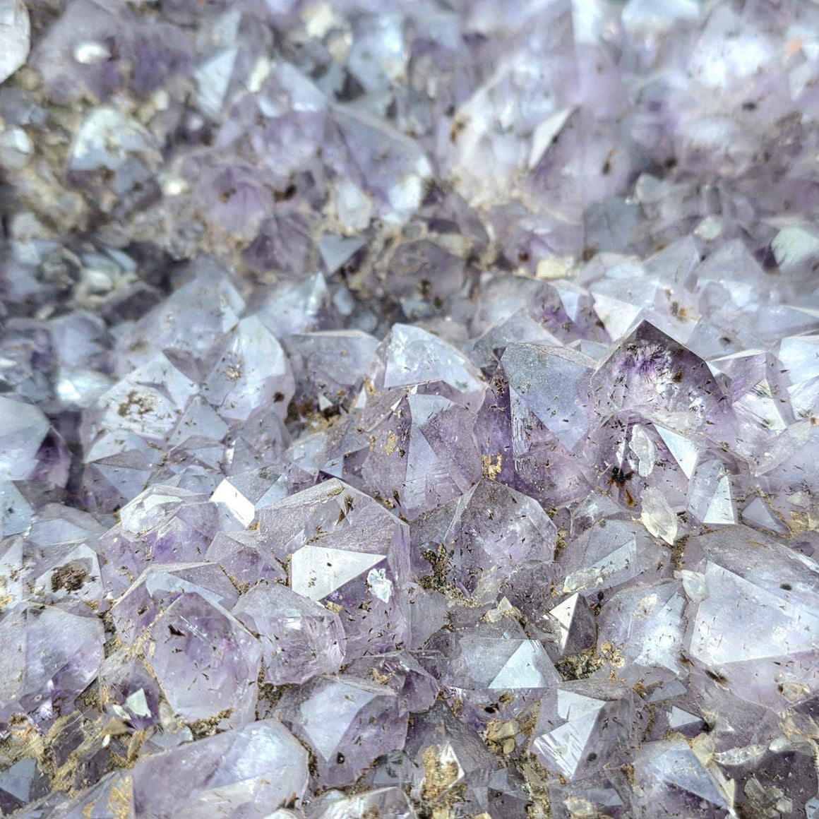 Close-up of purple crystal fragments on a dark background