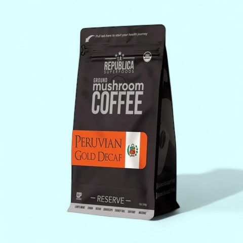 DECAF Peruvian Gold Ground Mushroom Coffee - La Republica