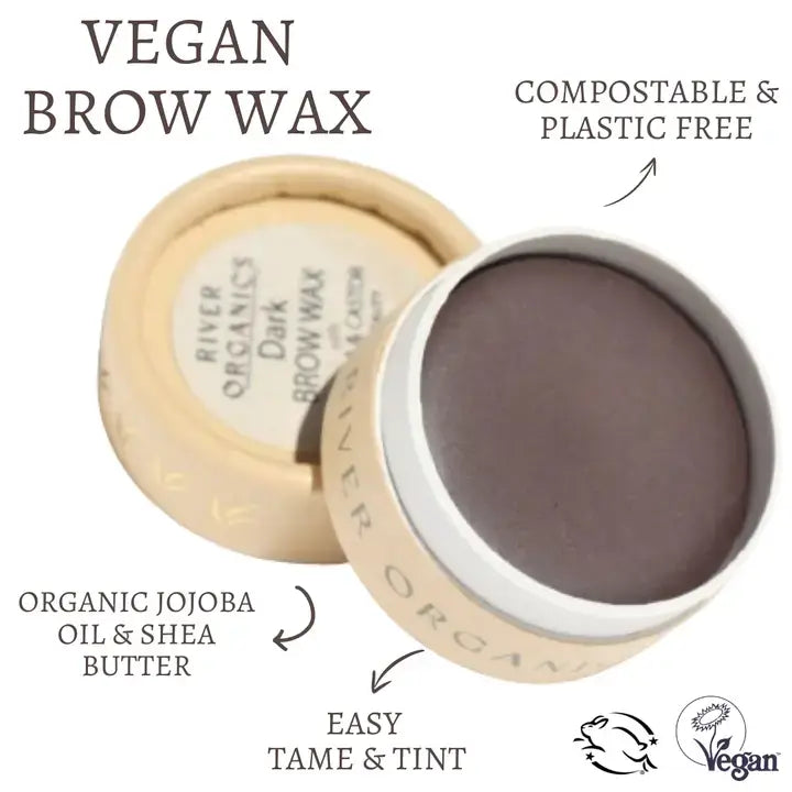 Dark Vegan Eyebrow Wax 8.45g-River Organics-Live in the Light Naturally Ltd