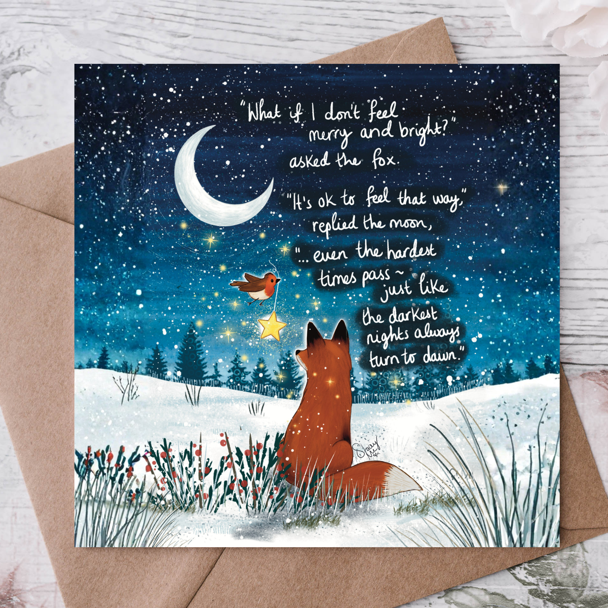 "Darkest Nights" - Christmas Card by Fox Under The Moon