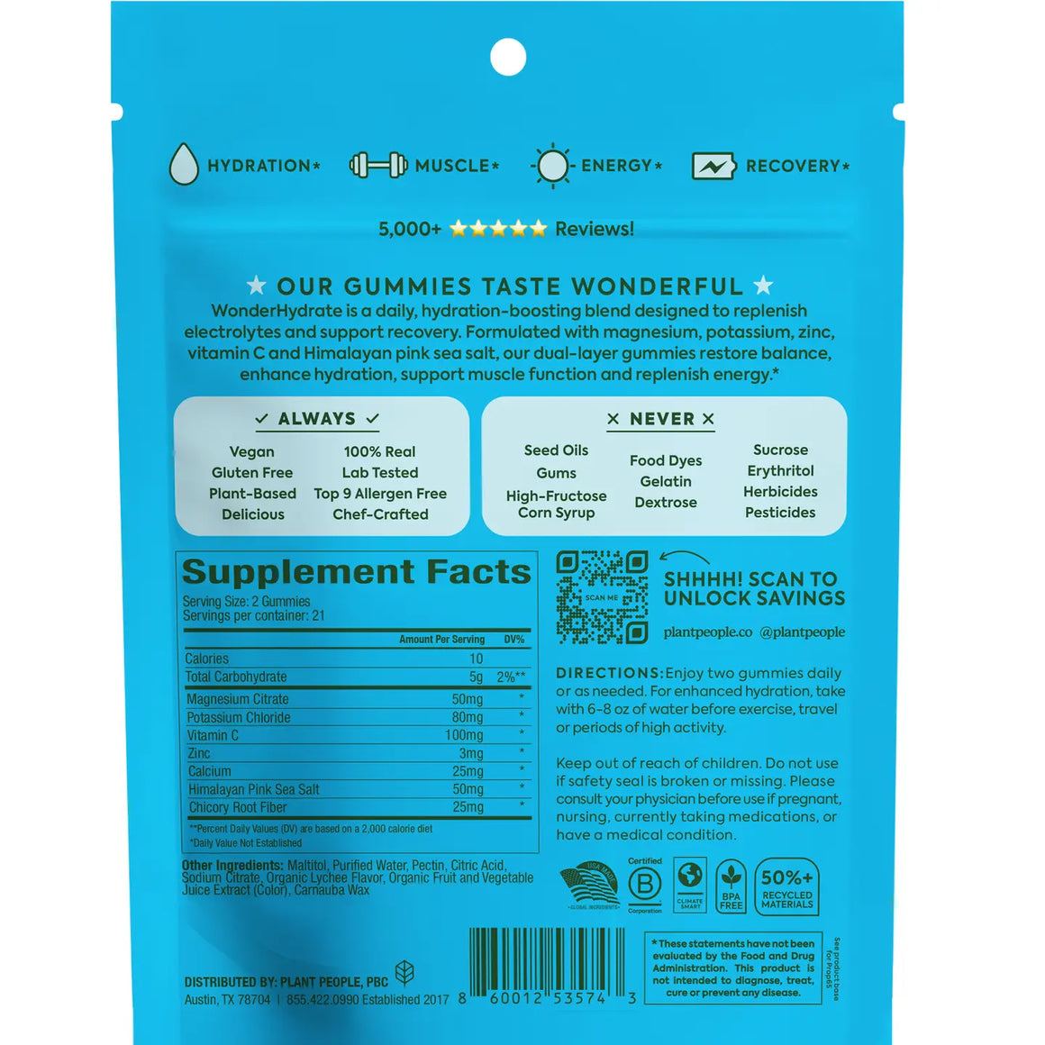 Wonderhydrate Electrolyte Gummies