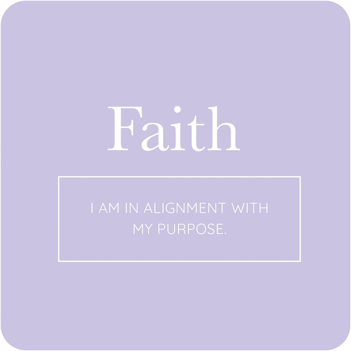 Lavender square with 'Faith' and motivational quote on a light purple background