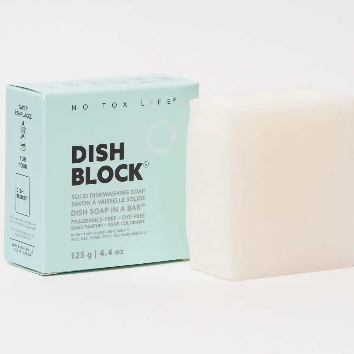 Dish Block® Solid Dish Soap 4.4oz | 125g Fragrance Free - No Tox Life