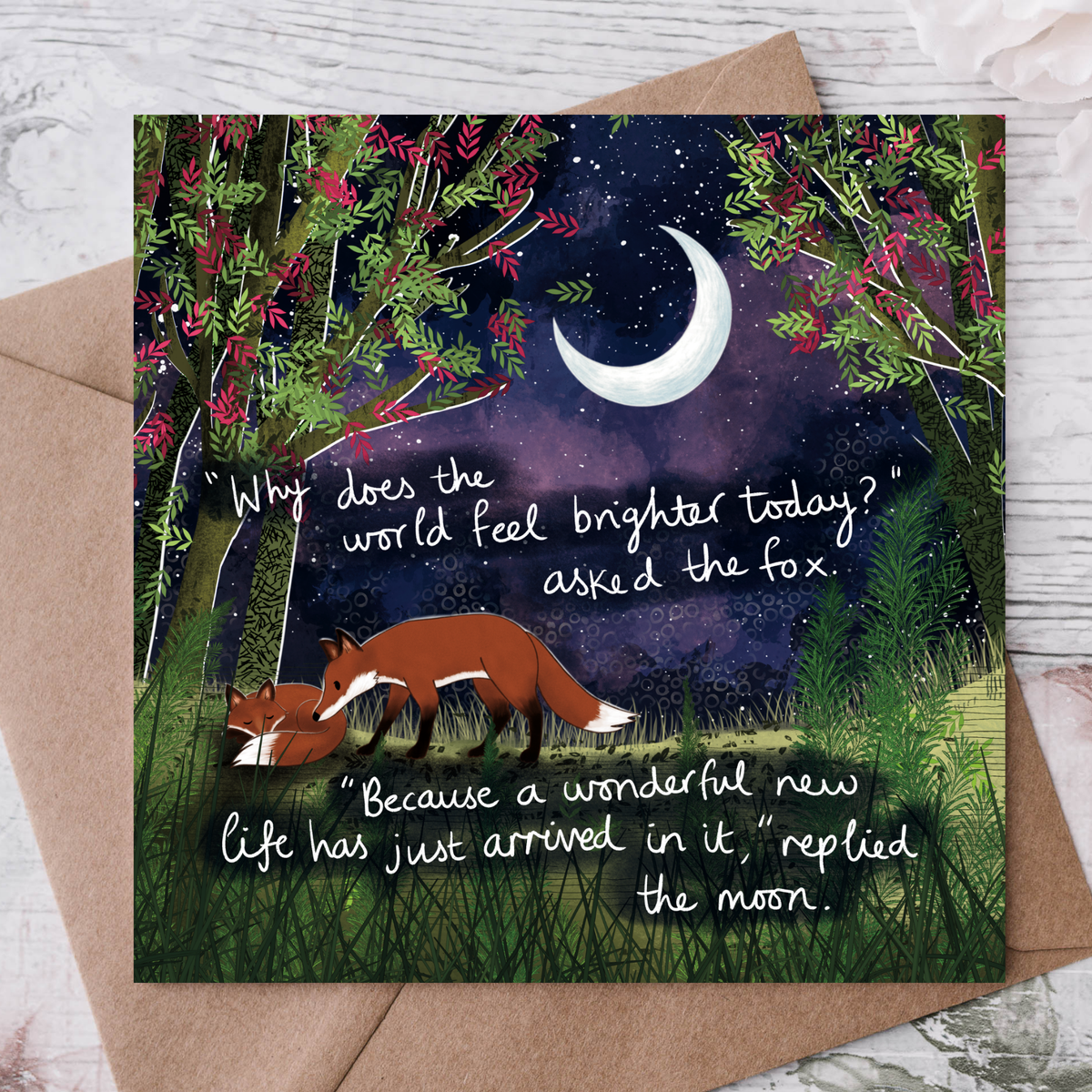'New Life' - Fox Under The Moon New Baby Card