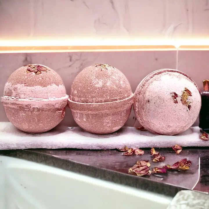 Wild Rose Botanic Large Bath Bomb - 8oz-Pure Drop-Live in the Light Naturally Ltd