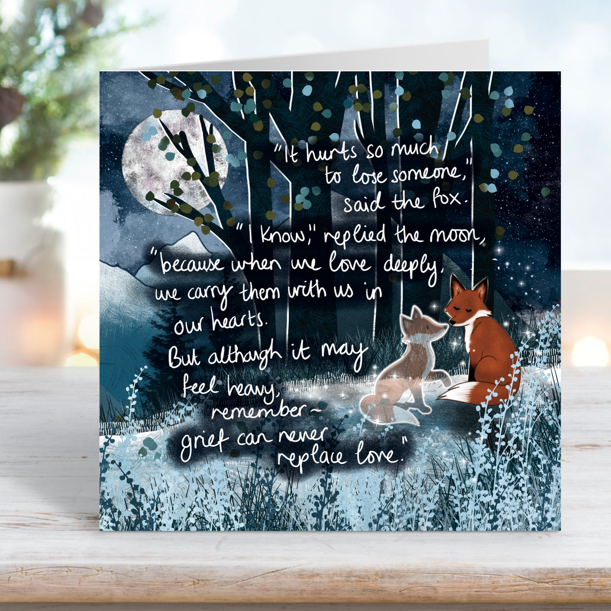 'Losing Someone' - Fox Under The Moon Sympathy Card