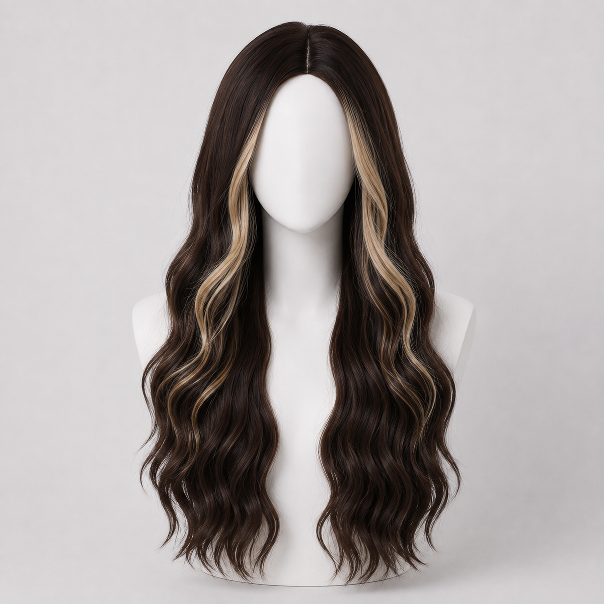 "Elisabeth" - Long Brown Wig with Money Piece Highlights