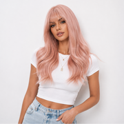 "Ashlee" - Baby Pink Wig With Bangs