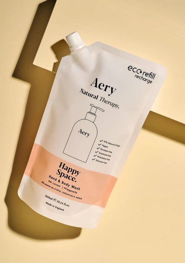 Happy Space Hand & Body Wash Refill - Rose Geranium and Amber - Aery Living