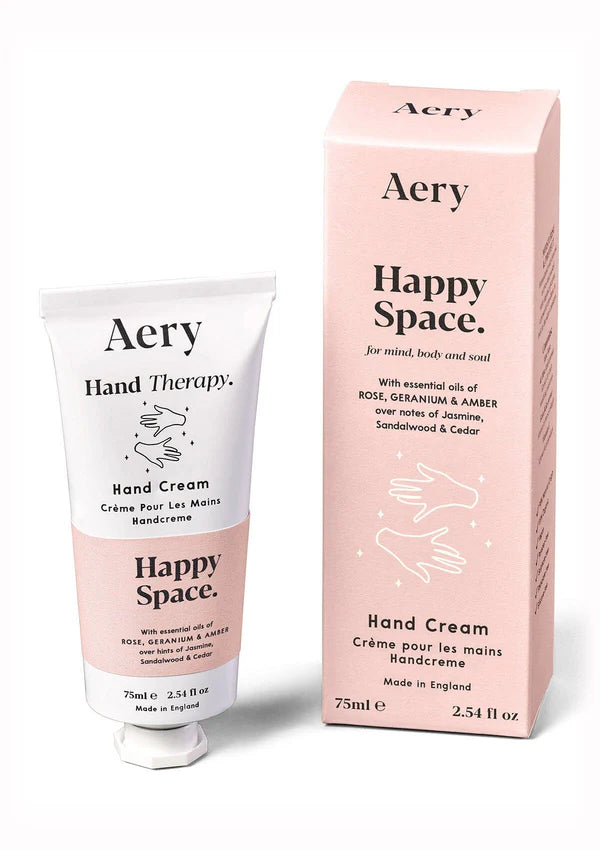 Happy Space Hand Cream - Rose Geranium and Amber - Aery Living CLOSE UP