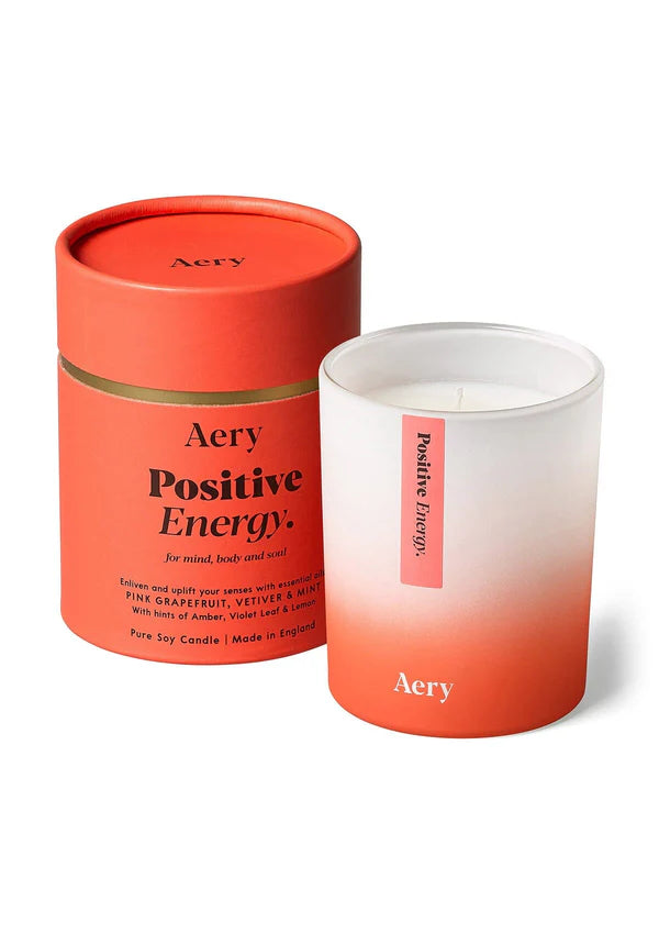 Positive Energy Scented Candle - Pink Grapefruit Vetiver and Mint - Aery Living close up