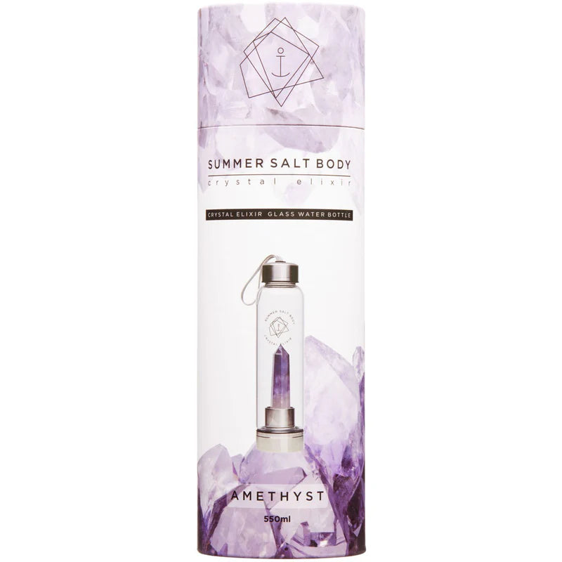Amethyst Crystal Elixir - Glass Water Bottle 550ml