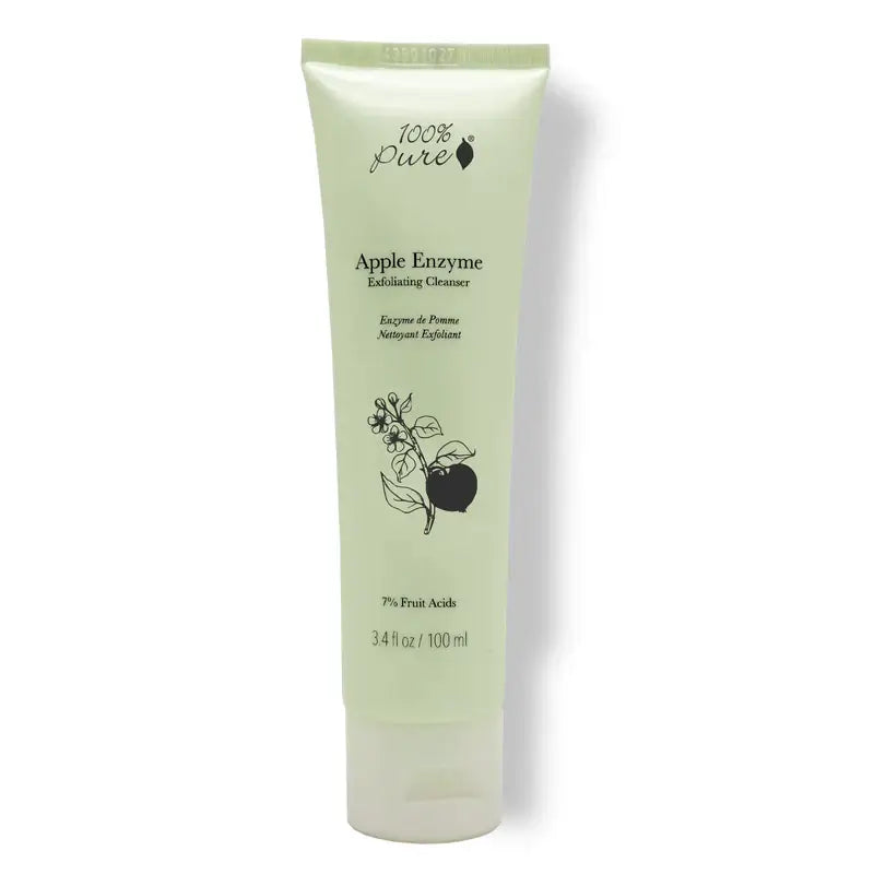 Apple Enzyme Exfoliating Cleanser in a tube, promoting glowing skin with 100% Pure natural ingredients.