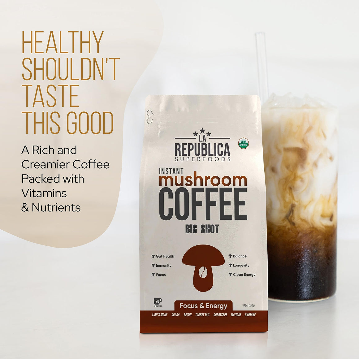 Instant 7 Mushroom Coffee BIG SHOT -  La Republica