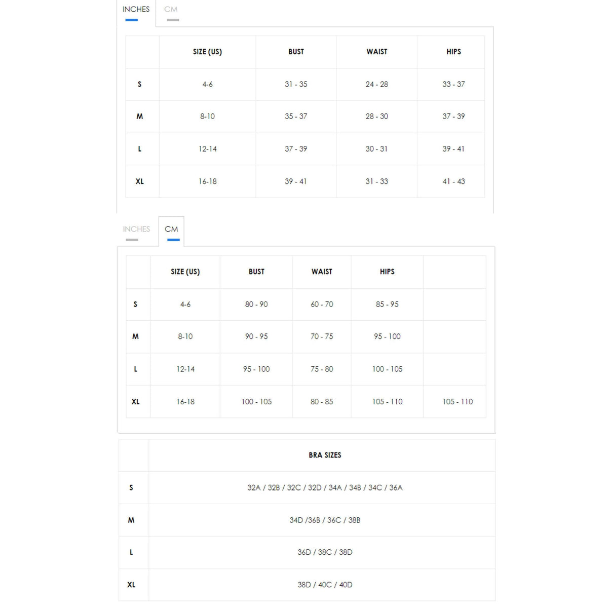 Size chart for BURLESQUE Soft Mesh Dress showing measurements in inches and cm for various sizes.
