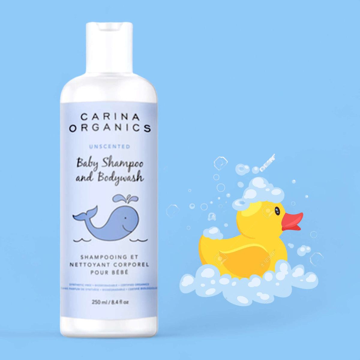 Baby Shampoo & Body wash Unscented 250ml - Carina Organics