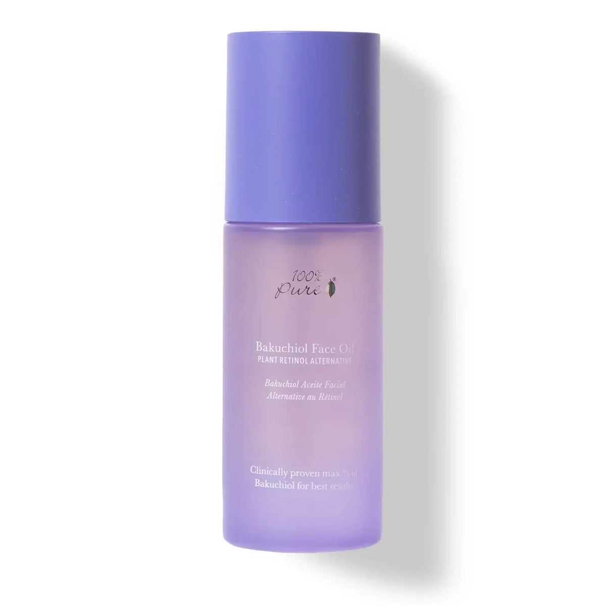 Bakuchiol Face Oil - 100% Pure packaging with a purple design, highlighting its plant-based retinol alternative benefits.
