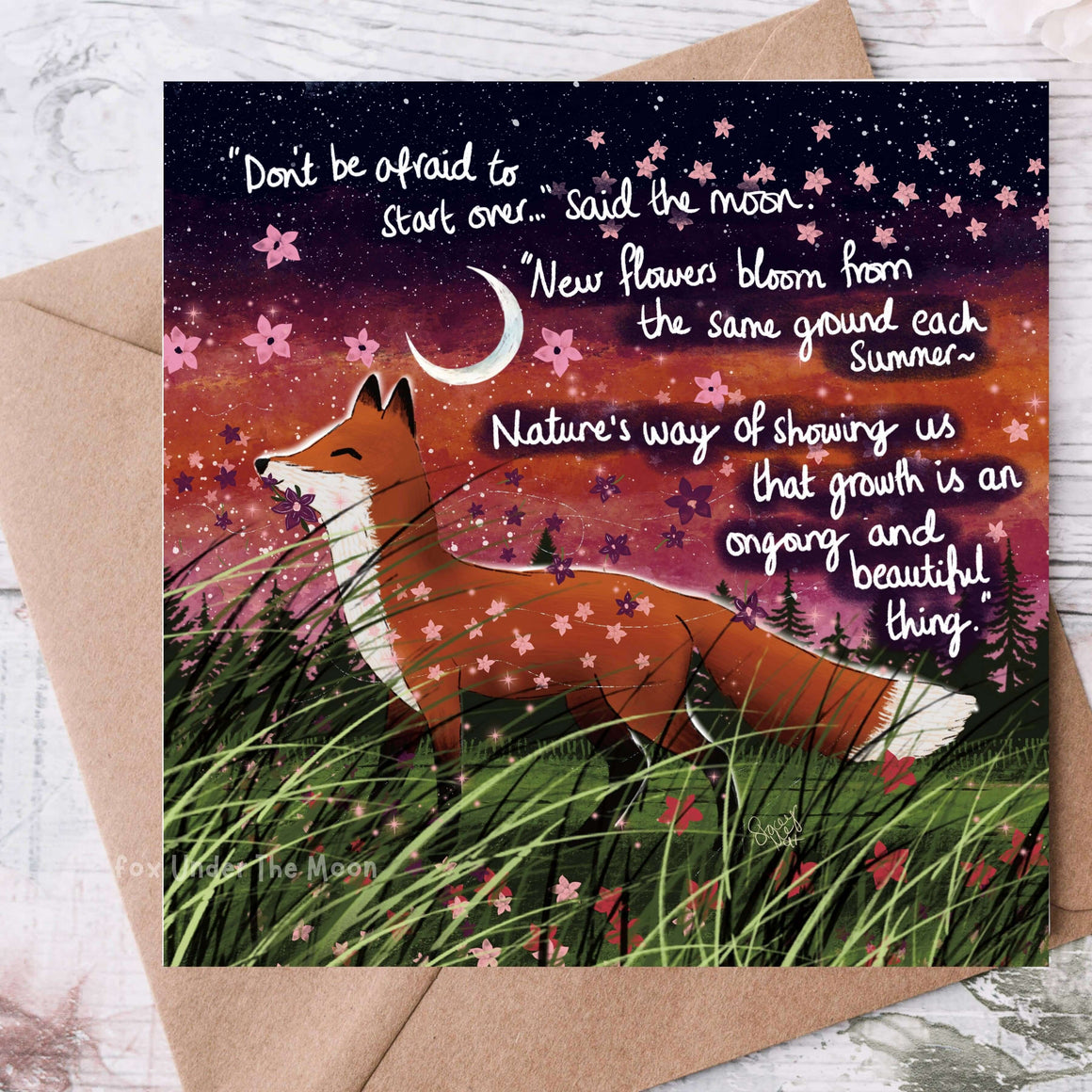 'Bloom' - Greeting Card From Fox Under The Moon