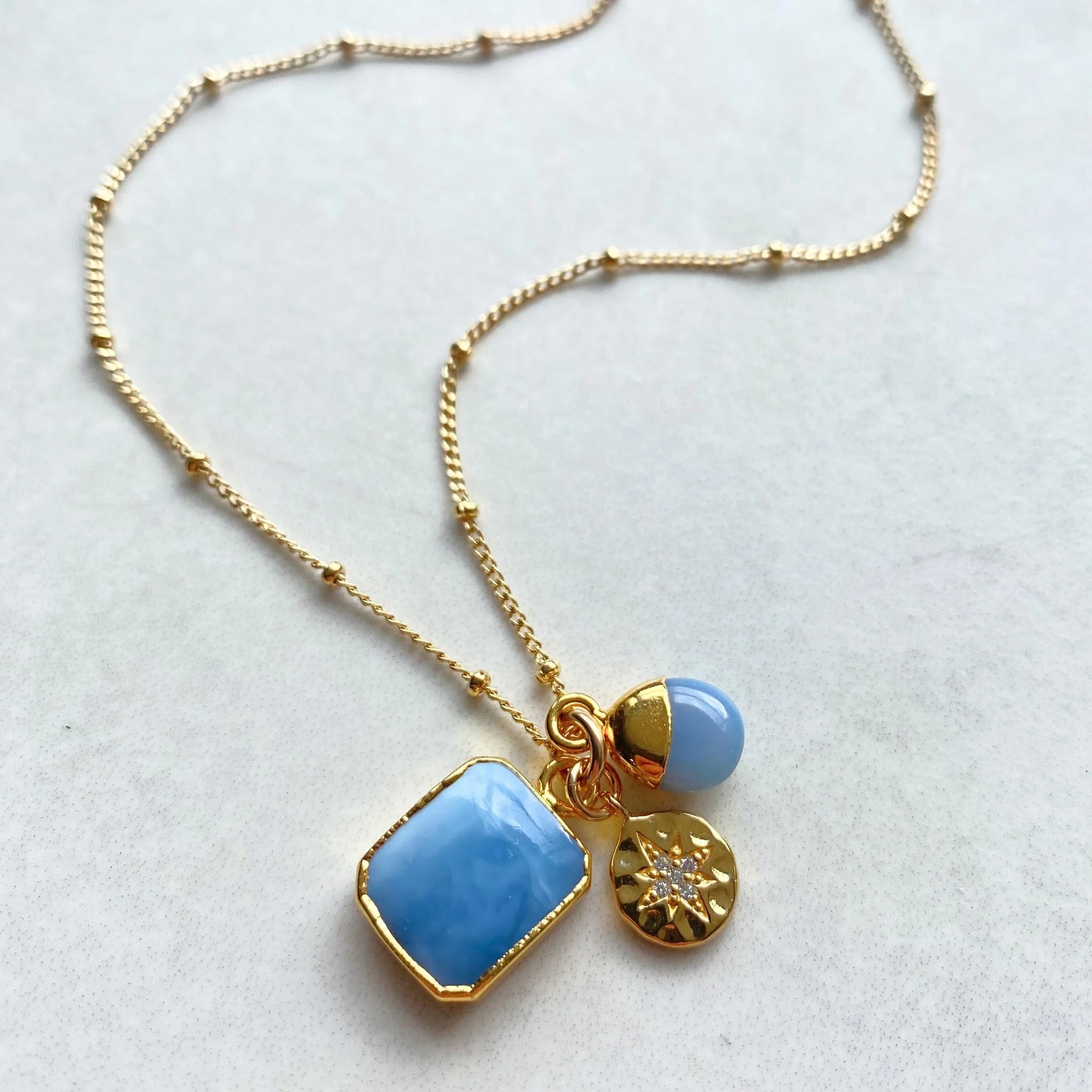 Blue Opal Triple Necklace – Purity Gold Plated