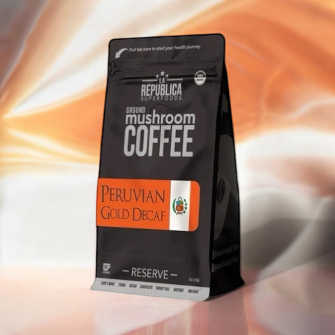 DECAF Peruvian Gold Ground Mushroom Coffee - La Republica