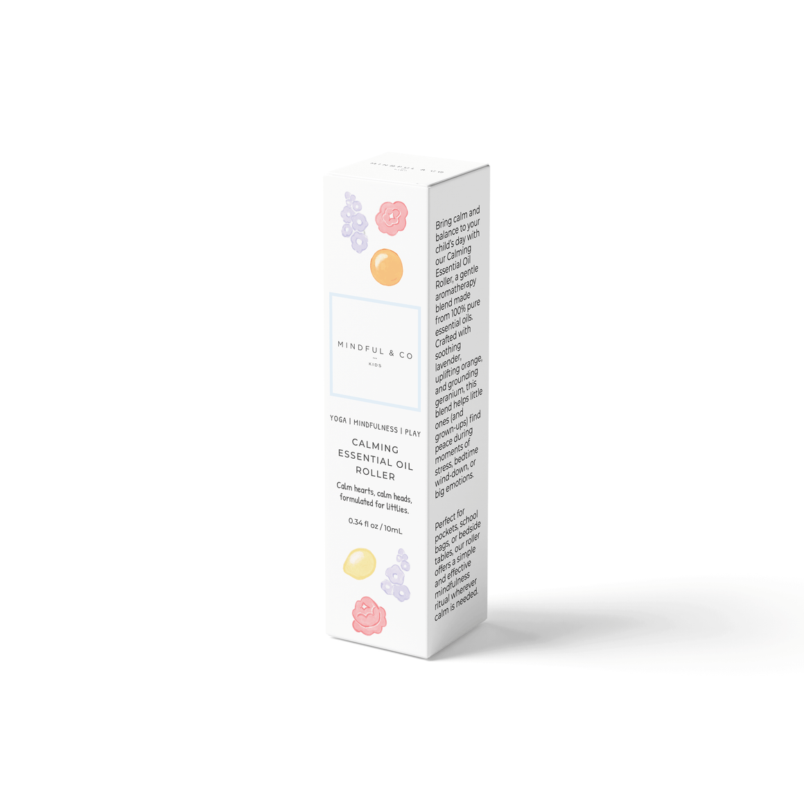 White box with colorful dots on a white background