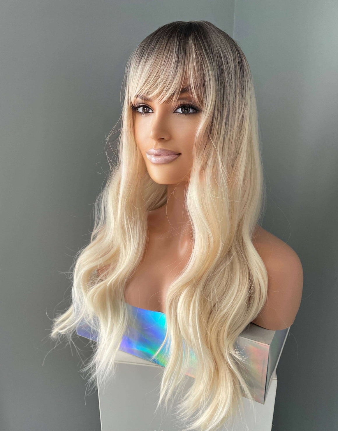 Camille Rooted Blonde Wig with Bangs