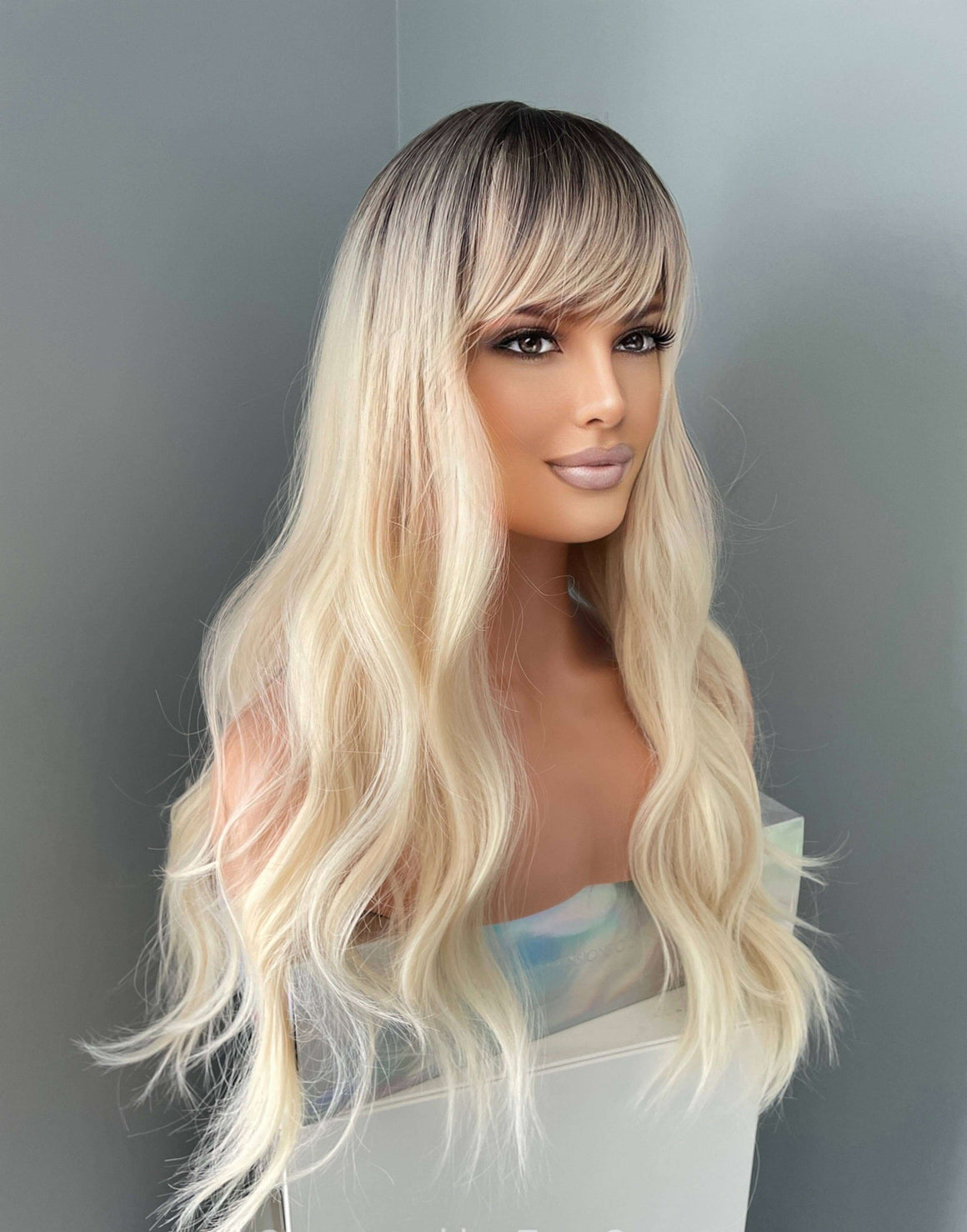 Camille Rooted Blonde Wig with Bangs