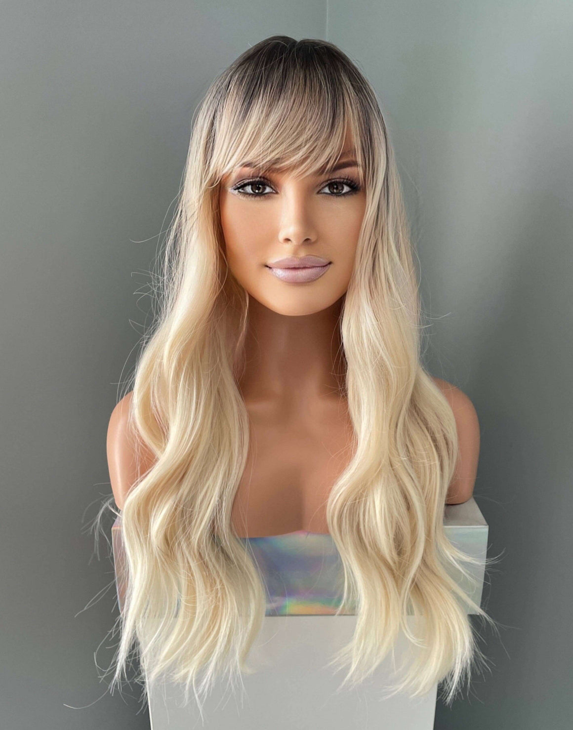 Camille Rooted Blonde Wig with Bangs