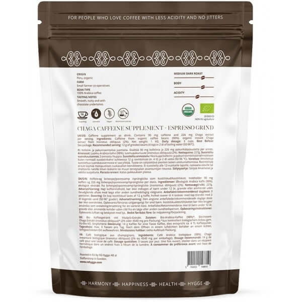 Chaga Mushroom Coffee Espresso ground 227 g / 8 oz - Ra Hygge