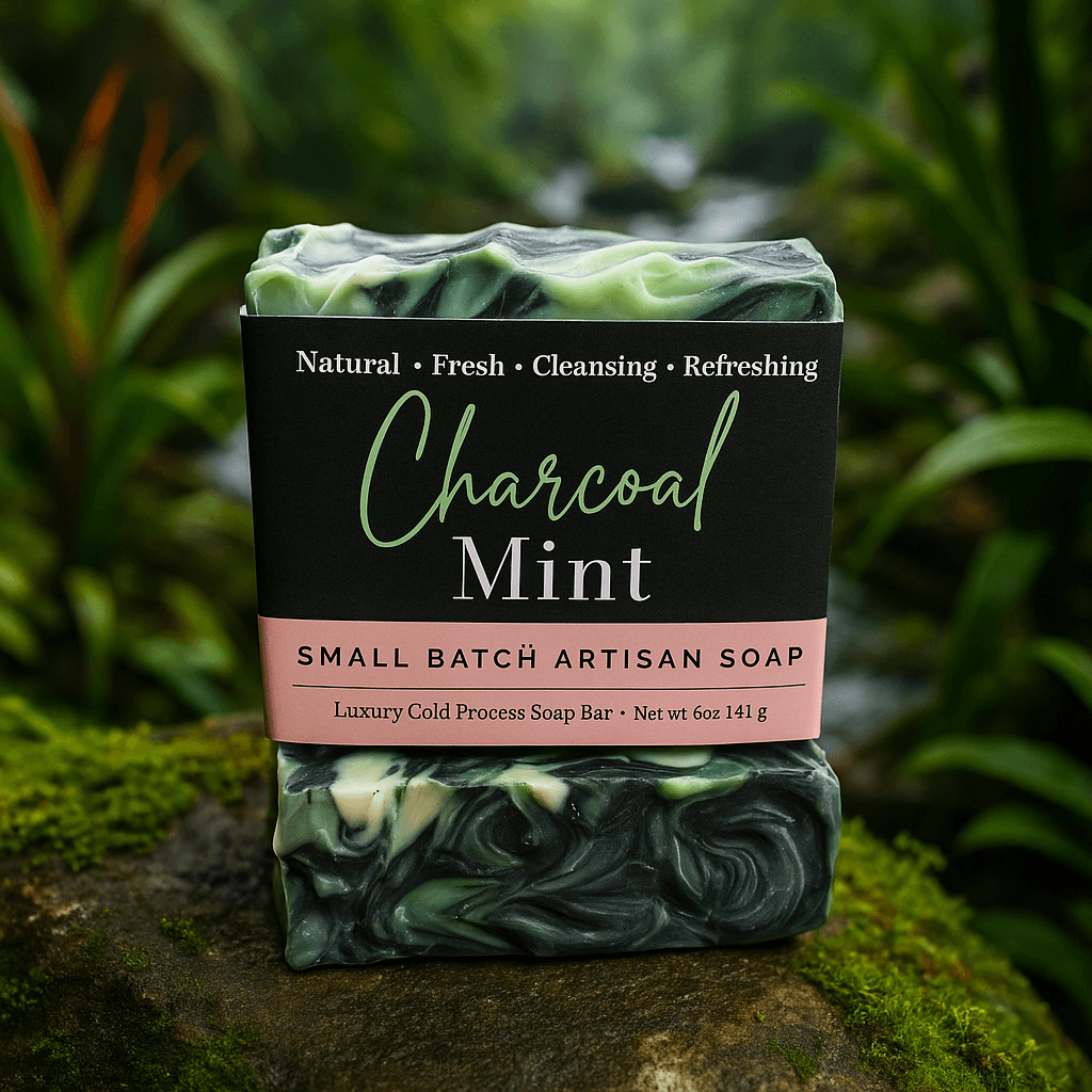Charcoal Mint Soap Bar - Soap Boutique, handcrafted luxury soap with a fresh cleansing scent, 6 oz artisan soap.