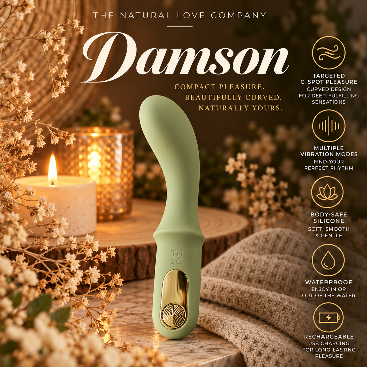 Damson | Compact & Ergonomic Vibrating G-Spot Dildo