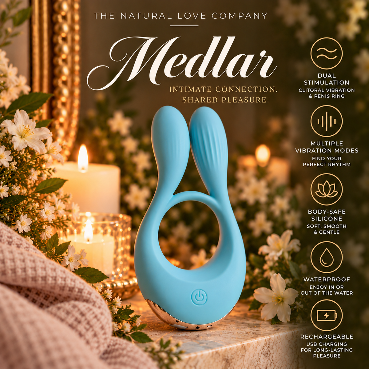 Medlar | Vulva Contouring Cock Ring with Vibrating Clitoral Prongs