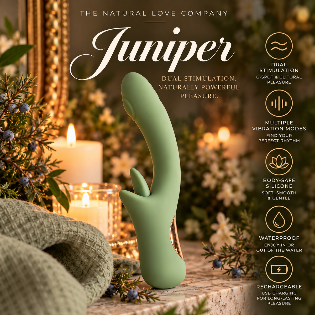 Juniper | Rabbit Style Vibrating Dildo
