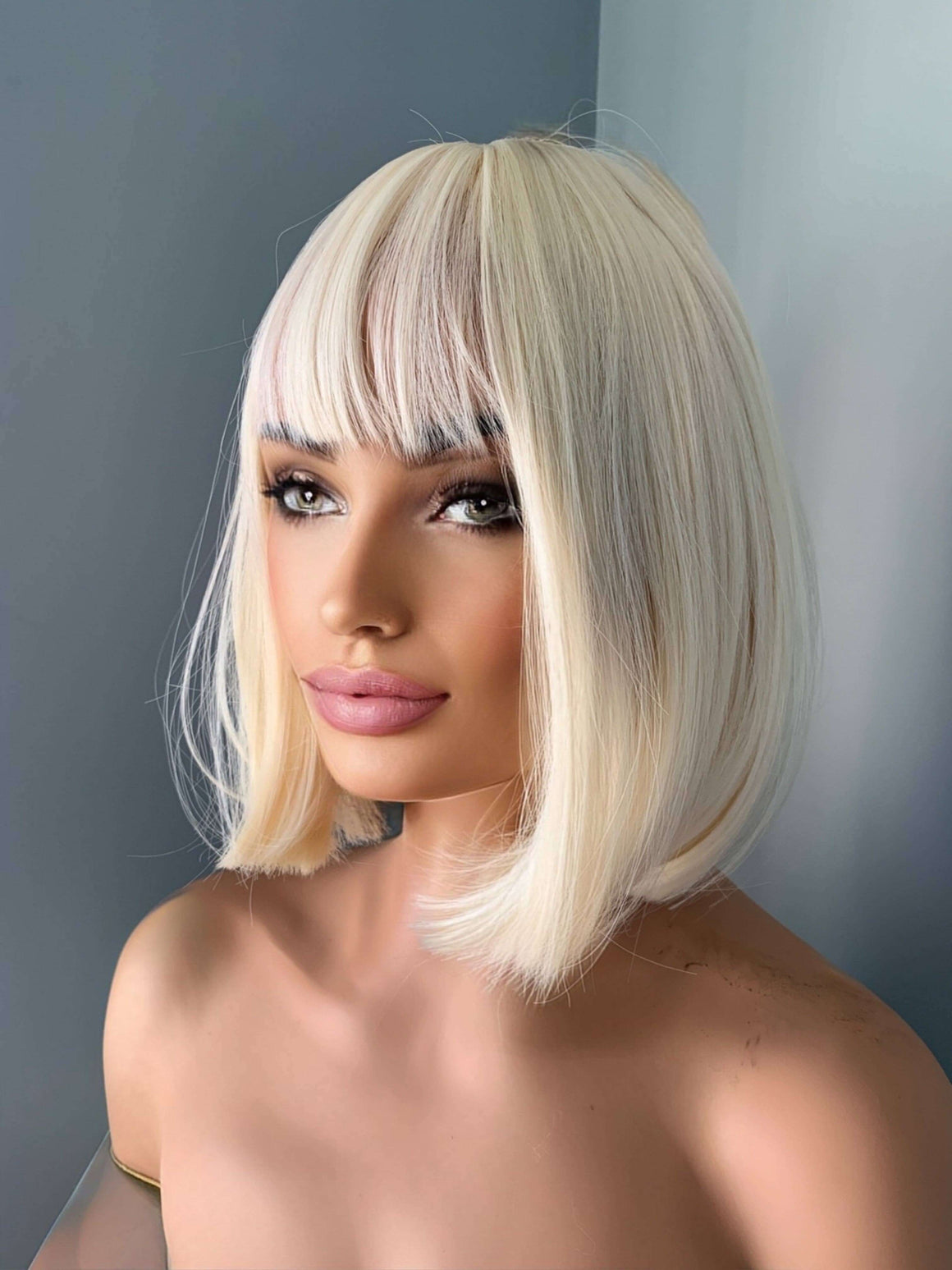 Claire Short Blonde Bob Wig with Bangs
