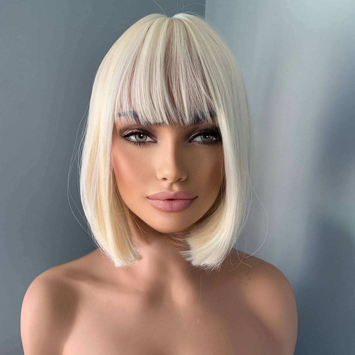 Claire Short Blonde Bob Wig with Bangs